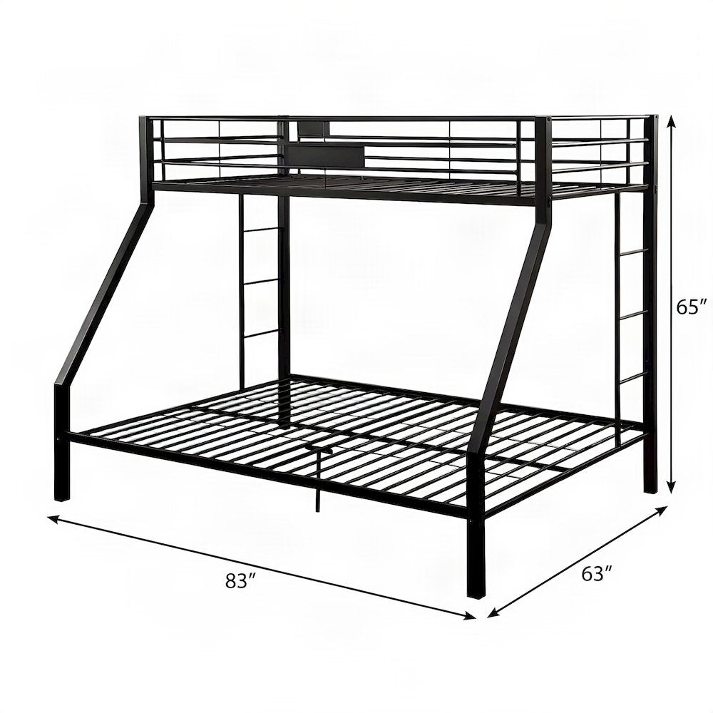FurniFact Metal Bunk Bed with Full XL over Queen Steel Frame, Sandy Black
