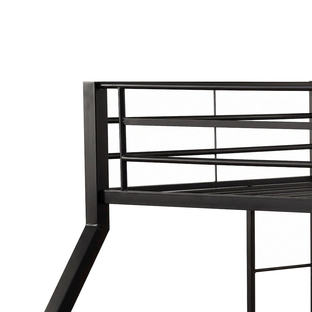 FurniFact Metal Bunk Bed with Full XL over Queen Steel Frame, Sandy Black