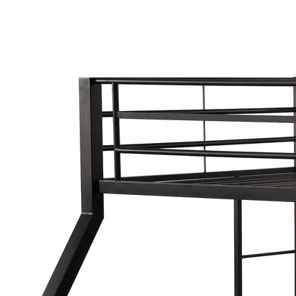 FurniFact Metal Bunk Bed with Full XL over Queen Steel Frame, Sandy Black