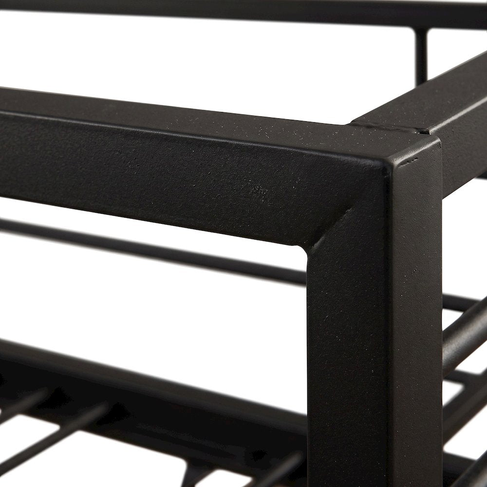 FurniFact Metal Bunk Bed with Full XL over Queen Steel Frame, Sandy Black
