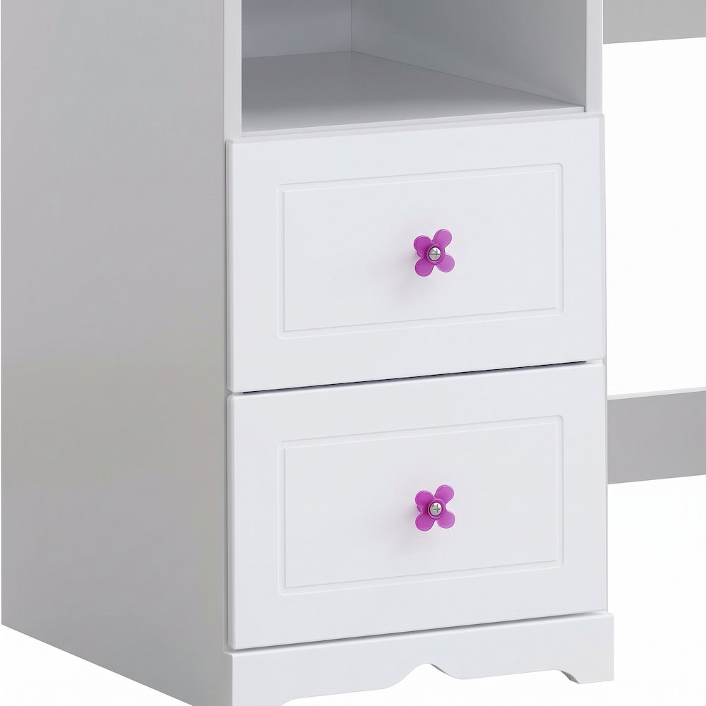Bison Office Hutch with 1-Drawer and Transitional Wood Veneer Build, White
