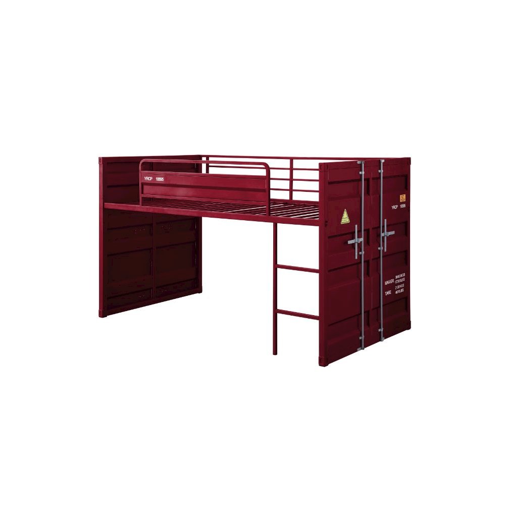 Cargo Twin Loft Bed w/Slide, Red