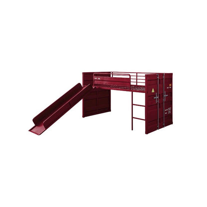 Cargo Twin Loft Bed w/Slide, Red