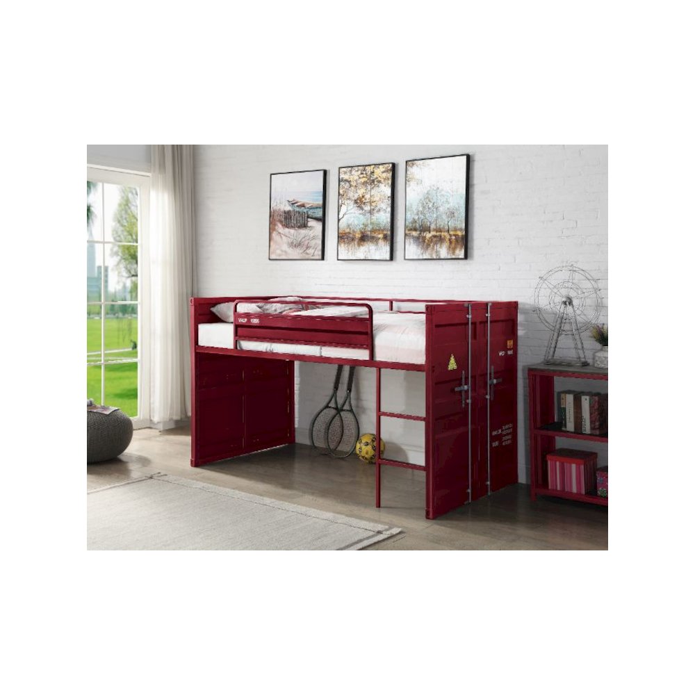 Cargo Twin Loft Bed w/Slide, Red