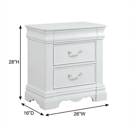 White Bedroom Nightstand, Traditional Design, Sturdy Construction, Compact Size