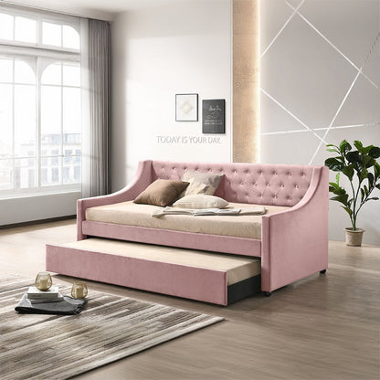 Lianna Daybed w/Trundle (Twin), Pink Velvet