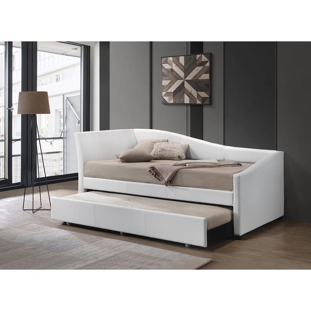 Jedda Daybed w/Trundle (Twin), White Leatherette