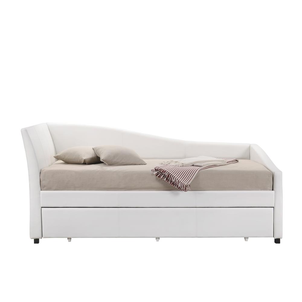 Jedda Daybed w/Trundle (Twin), White Leatherette