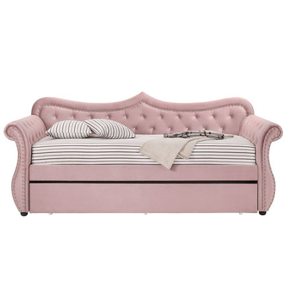 Adkins Daybed w/Trundle (Twin), Pink Velvet