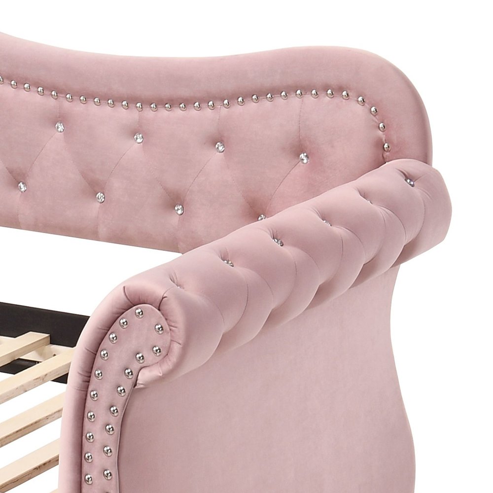 Adkins Daybed w/Trundle (Twin), Pink Velvet