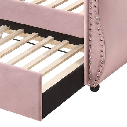Adkins Daybed w/Trundle (Twin), Pink Velvet