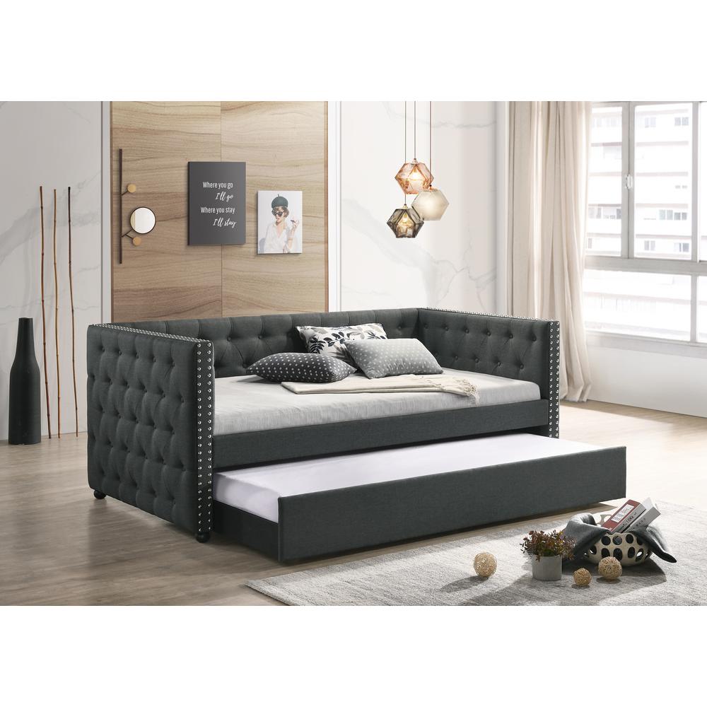 Romona Daybed w/Trundle (Twin), Gray Velvet