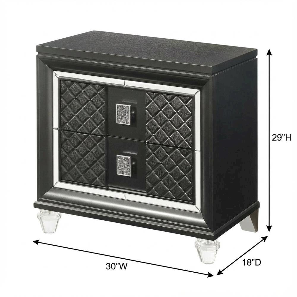 Metallic Gray Nightstand with Modern Glam and Contemporary Style