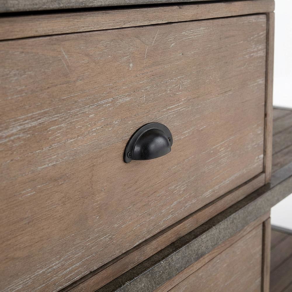 Industrial-style TV stand, Weathered Oak, Antique Silver, metal, wood veneer