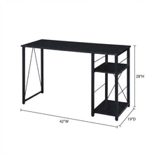 Black Writing Desk, Wood Veneer Surface, Sturdy Particle Board And Metal Frame