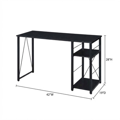 Black Writing Desk, Wood Veneer Surface, Sturdy Particle Board And Metal Frame