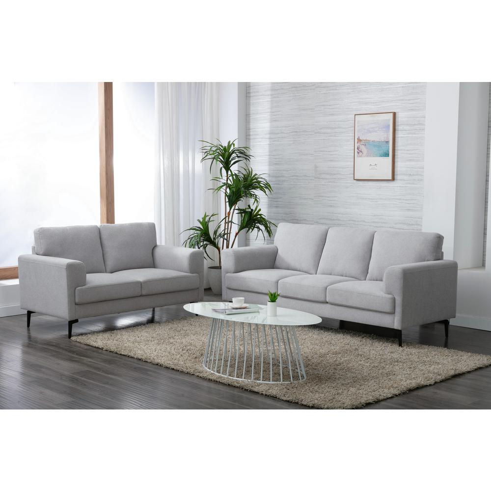 Kyrene Loveseat, Light Gray Linen
