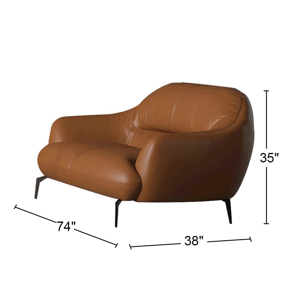 Leonia Loveseat, Cognac Tan Top Grain Leather
