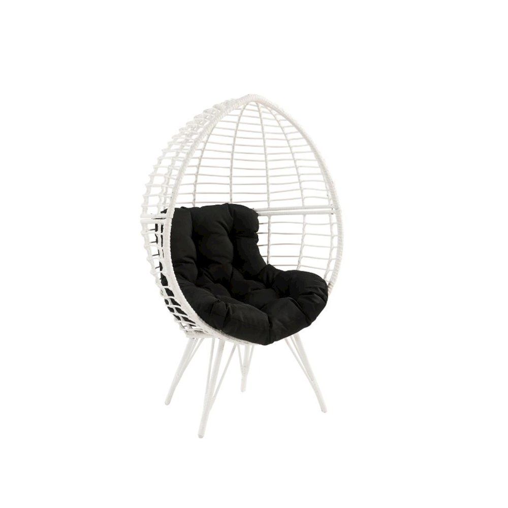 Galzed Patio Lounge Chair, Black Fabric & White Wicker