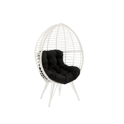Galzed Patio Lounge Chair, Black Fabric & White Wicker
