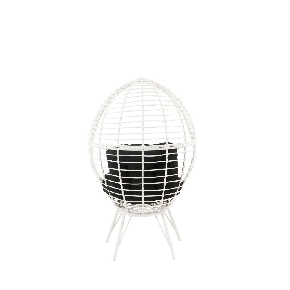 Galzed Patio Lounge Chair, Black Fabric & White Wicker