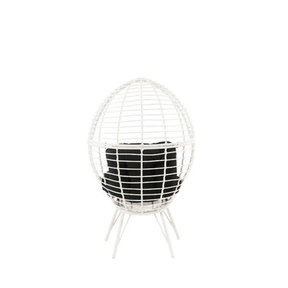 Galzed Patio Lounge Chair, Black Fabric & White Wicker