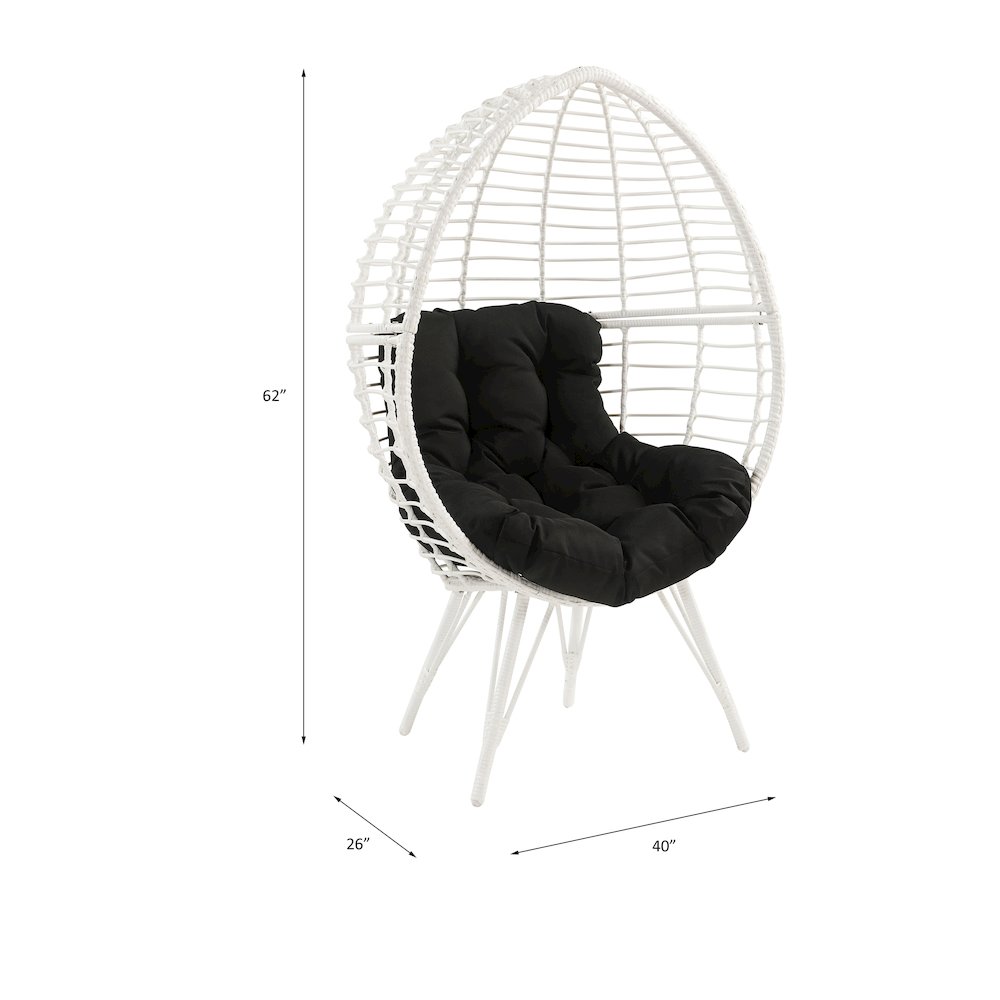 Galzed Patio Lounge Chair, Black Fabric & White Wicker