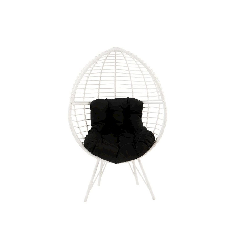 Galzed Patio Lounge Chair, Black Fabric & White Wicker