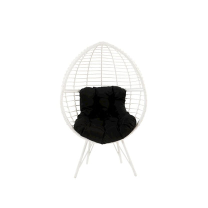 Galzed Patio Lounge Chair, Black Fabric & White Wicker