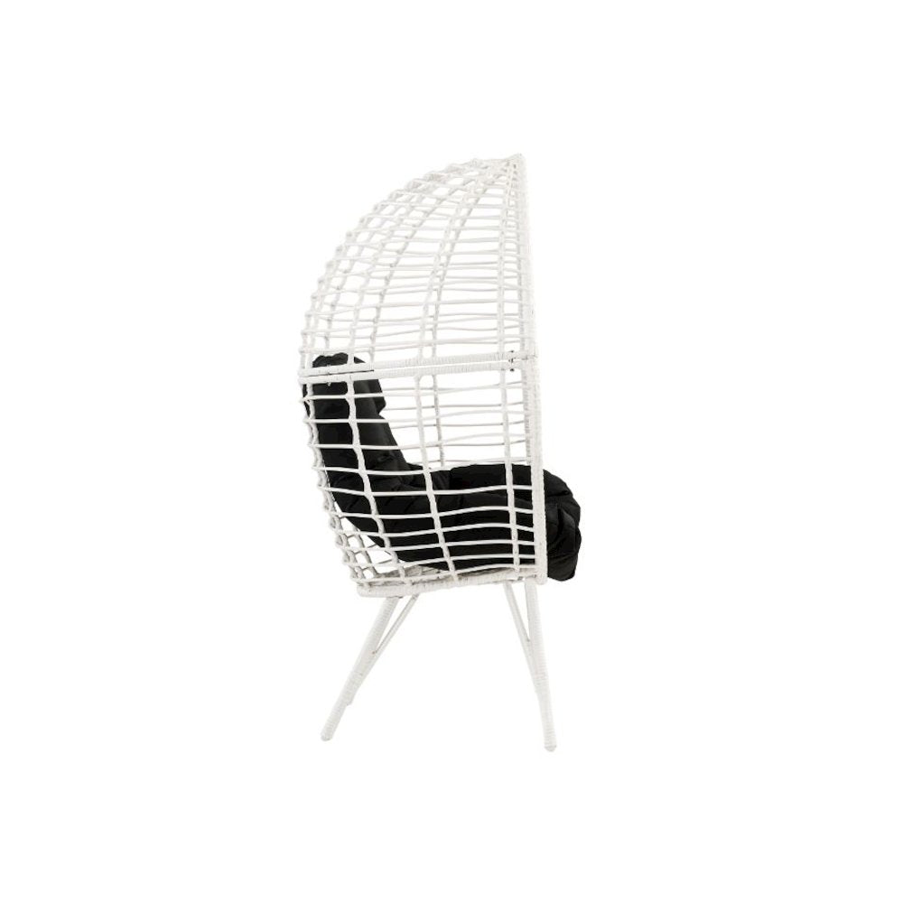Galzed Patio Lounge Chair, Black Fabric & White Wicker
