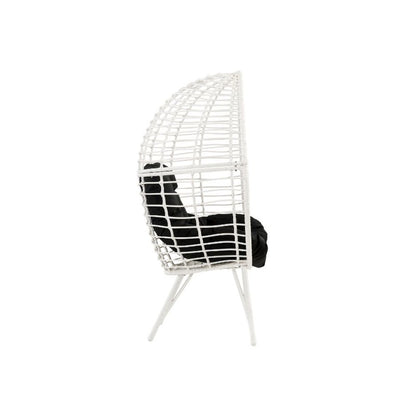 Galzed Patio Lounge Chair, Black Fabric & White Wicker