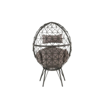 Aeven Patio Lounge Chair, Light Gray Fabric & Black Wicker