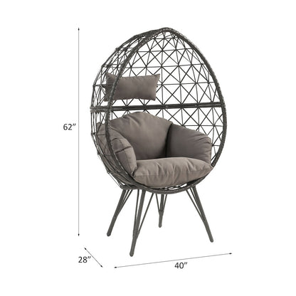 Aeven Patio Lounge Chair, Light Gray Fabric & Black Wicker