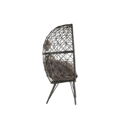 Aeven Patio Lounge Chair, Light Gray Fabric & Black Wicker