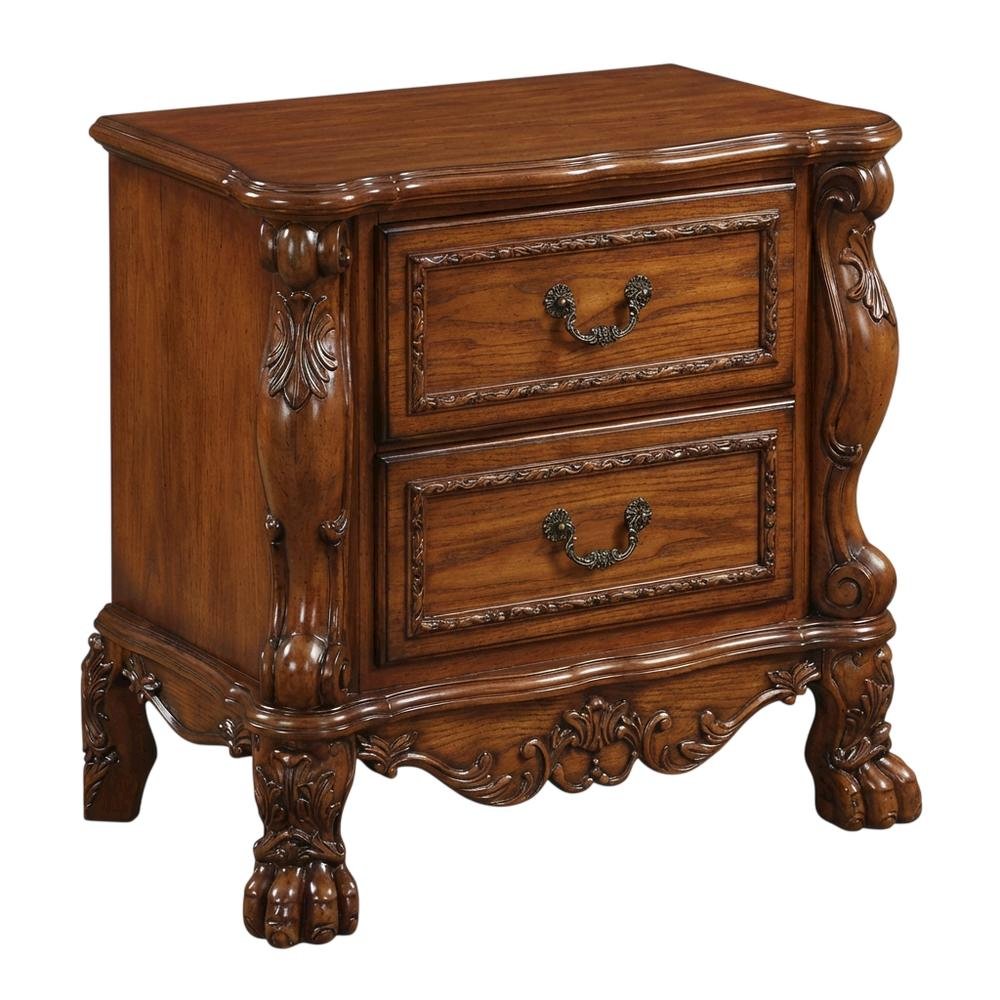 Cherry Oak Nightstand with Transitional and Vintage Style