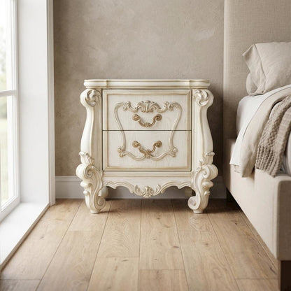 Bone White Versailles Nightstand with Modern Design and Durable Finish