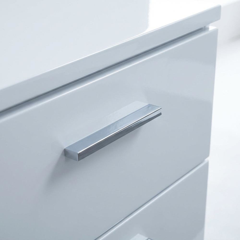 White Nightstand with Chrome Legs for Modern Bedroom Decor
