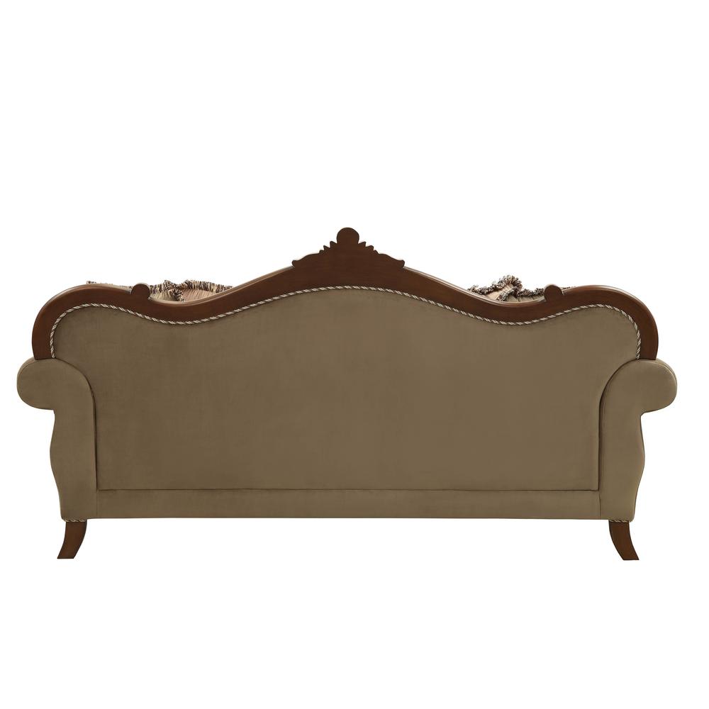 Mehadi Sofa w/8 Pillows, Velvet & Walnut