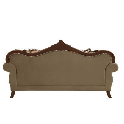 Mehadi Sofa w/8 Pillows, Velvet & Walnut