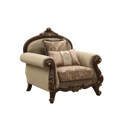 Mehadi Chair w/2 Pillows, Velvet & Walnut