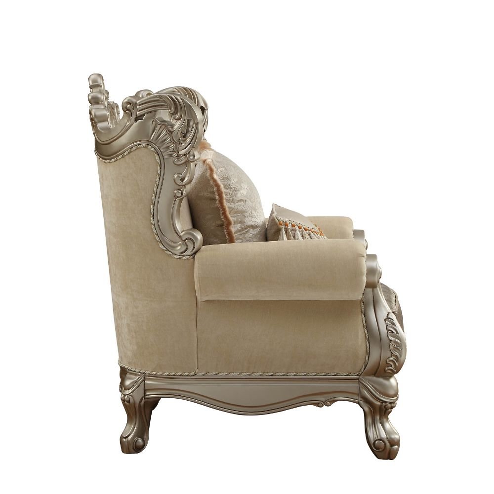 Ranita Chair w/2 Pillows, Fabric & Champagne