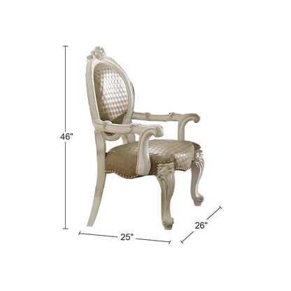 Versailles Arm Chair (Set-2), Leatherette & Bone White
