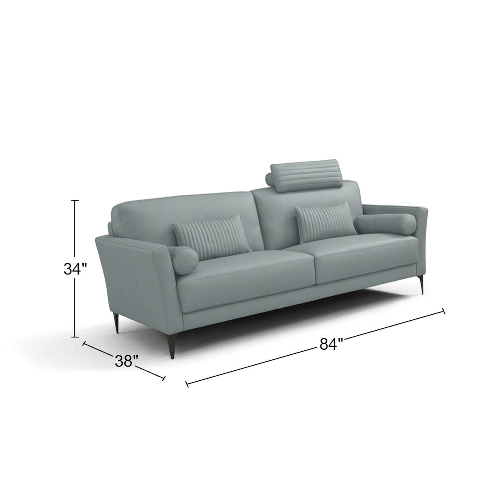Tussio Sofa w/5 Pillows, Watery Top Grain Leather