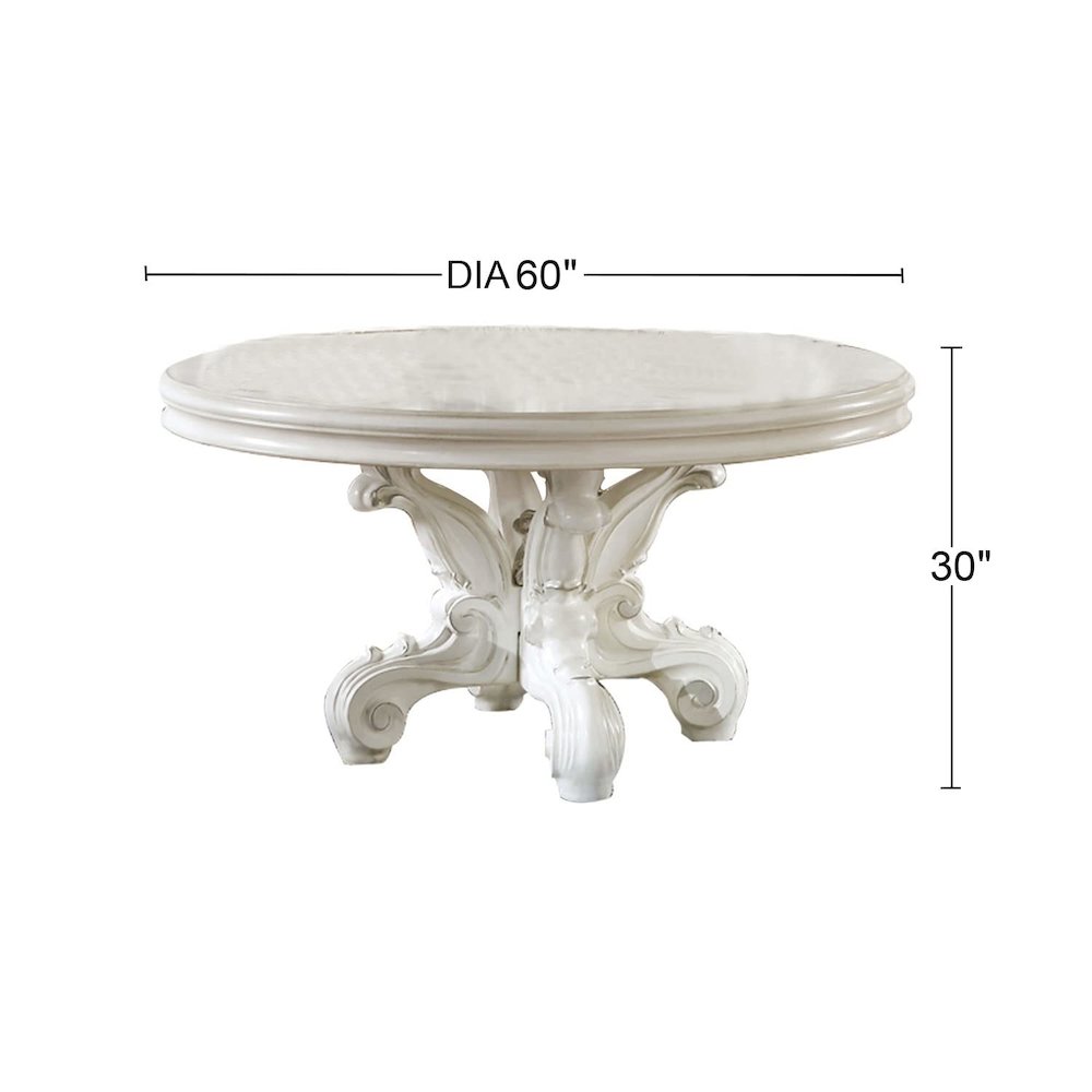 Versailles Round Dining Table, Leatherette & Bone White