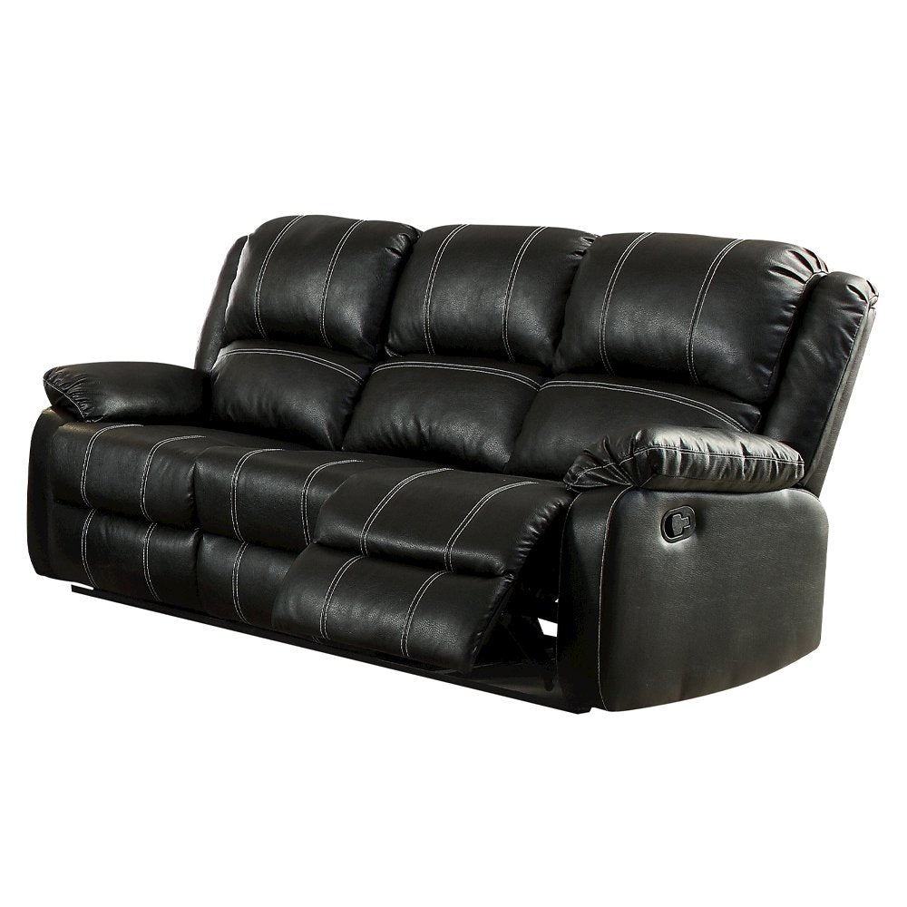 Zuriel Motion Sofa, Black Leatherette