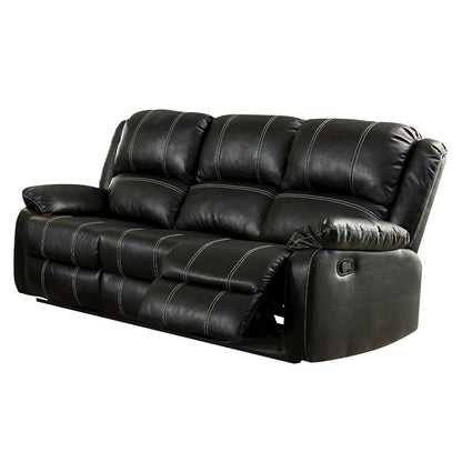 Zuriel Motion Sofa, Black Leatherette
