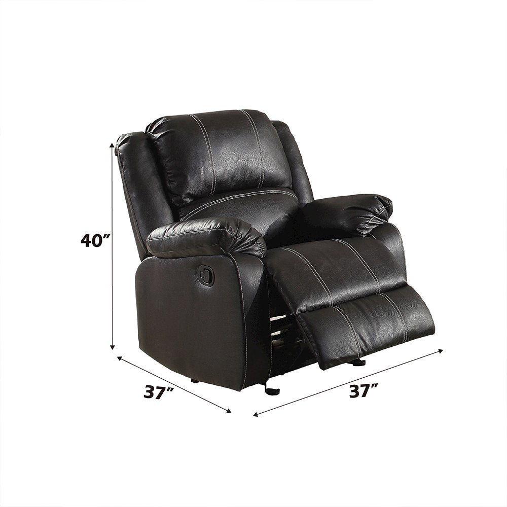 Zuriel Motion Rocker Recliner, Black Leatherette