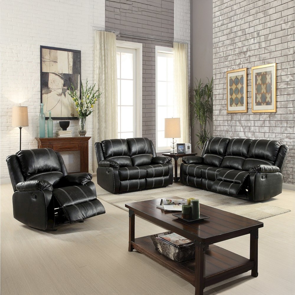 Zuriel Motion Rocker Recliner, Black Leatherette