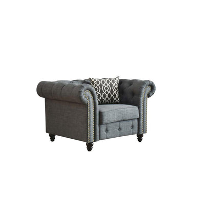 Aurelia Chair w/Pillow, Brown Linen