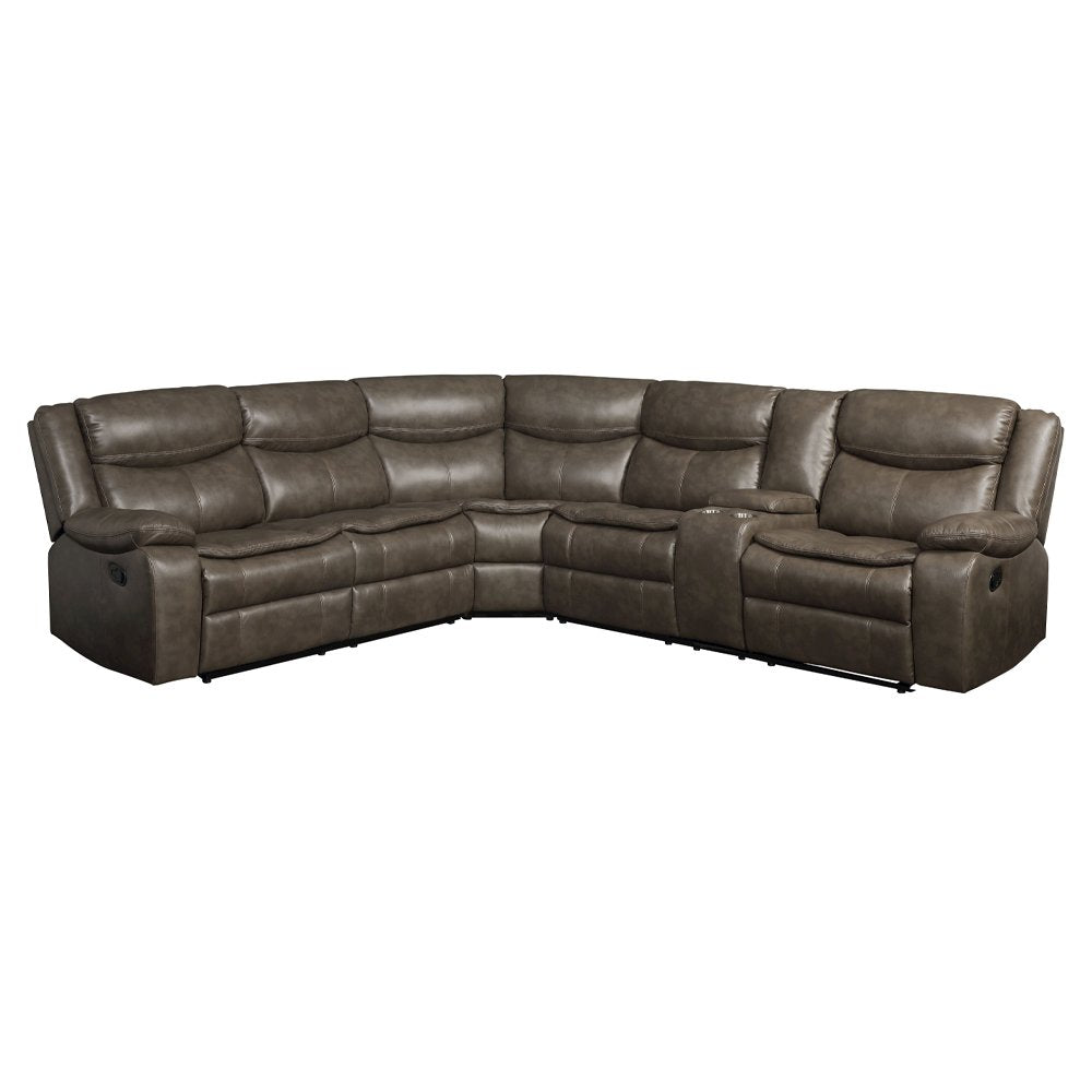 Tavin Motion Sectional Sofa, Taupe Leather Aire Match